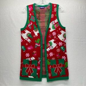 Claire's Open Front Sleeveless Cardigan Lights up Pockets Bows Lamas Present Fun